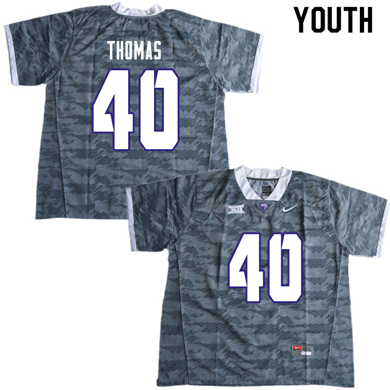 Youth #40 Ray Thomas TCU Horned Frogs College Football Jerseys Sale-Gray